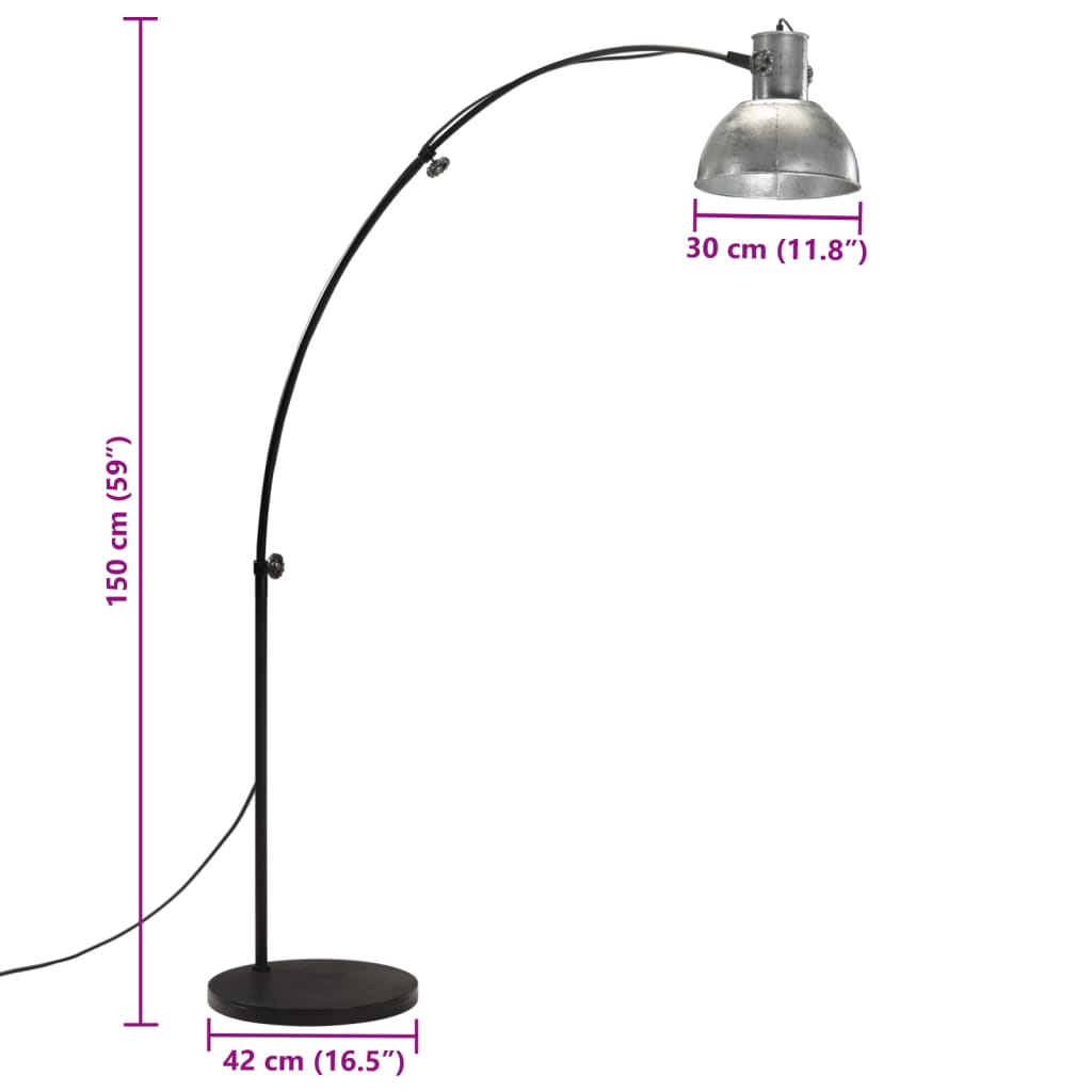 Vloerlamp 25 W E27 150 cm vintage zilverkleurig is nu te koop bij PeponiXL, paradijselijk wonen!