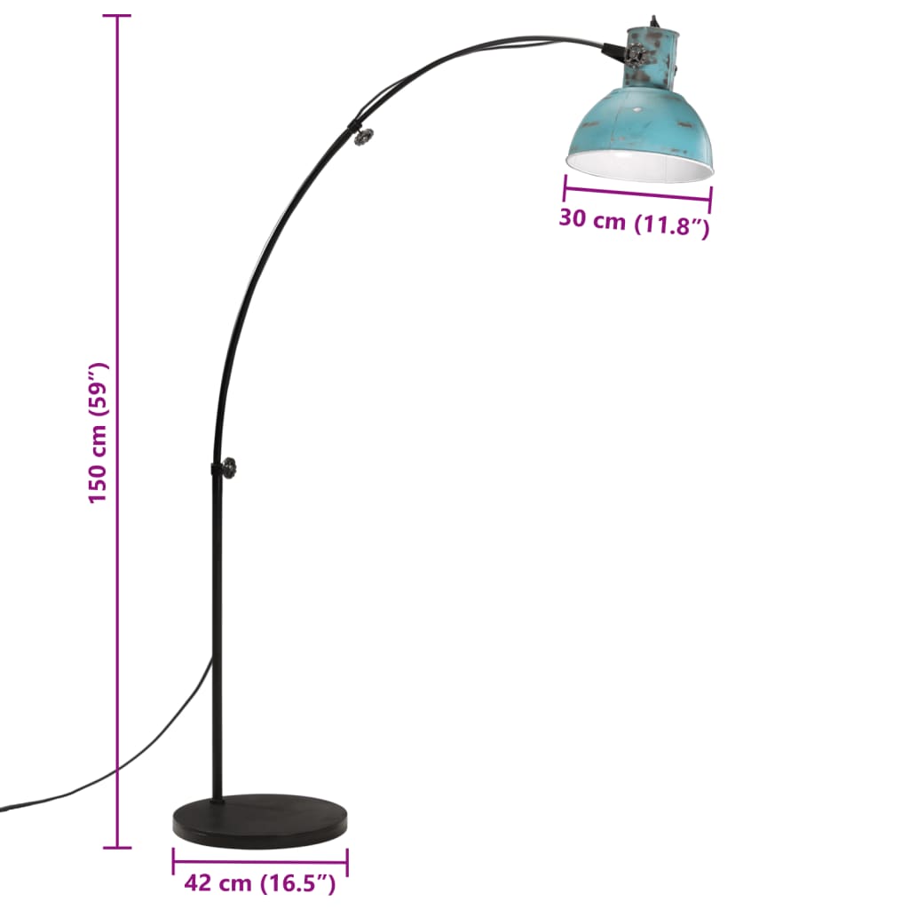 Vloerlamp 25 W E27 150 cm verweerd blauw is nu te koop bij PeponiXL, paradijselijk wonen!