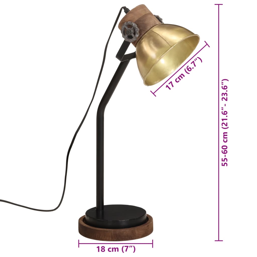 Bureaulamp 25 W E27 18x18x60 cm antiek messingkleurig is nu te koop bij PeponiXL, paradijselijk wonen!