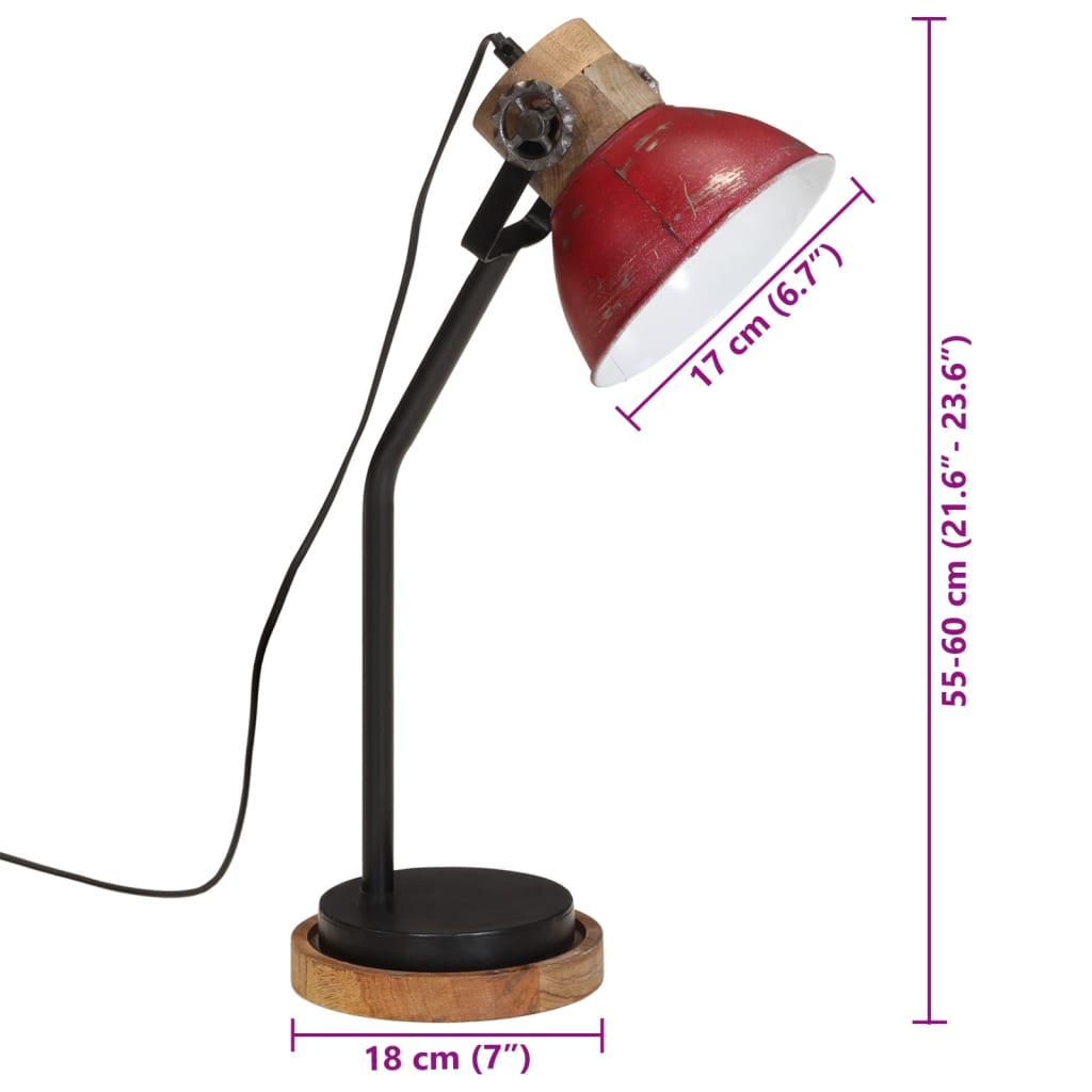 Bureaulamp 25 W E27 18x18x60 cm verweerd rood is nu te koop bij PeponiXL, paradijselijk wonen!