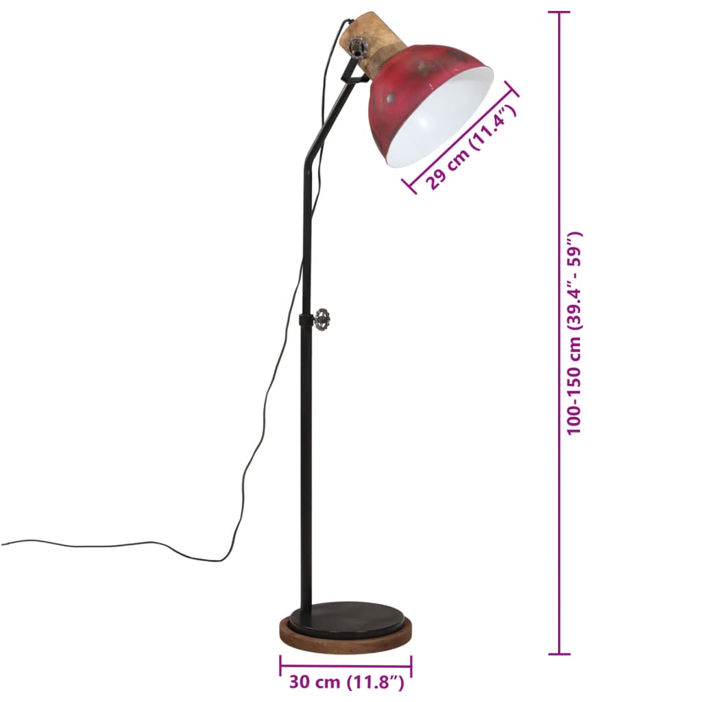 Vloerlamp 25 W E27 30x30x100-150 cm verweerd rood is nu te koop bij PeponiXL, paradijselijk wonen!