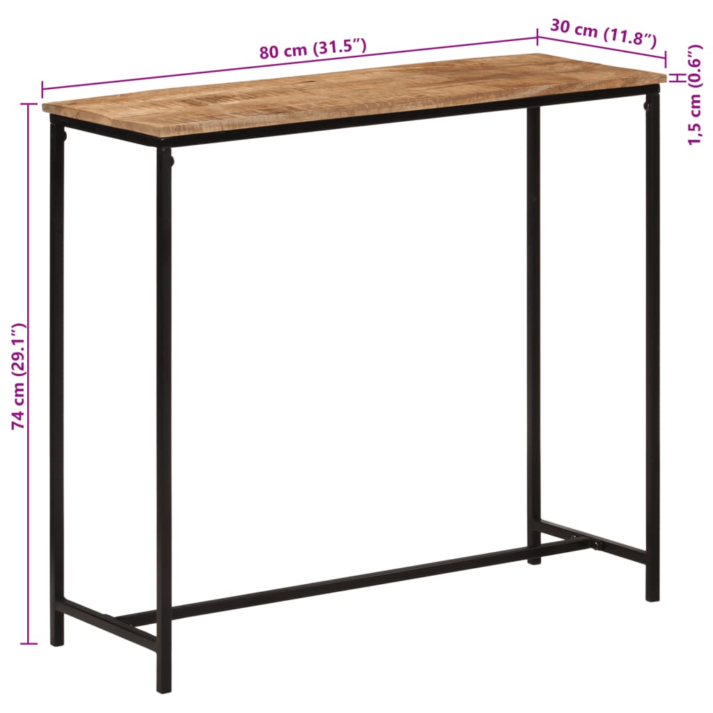 Wandtafel 80x30x74 cm massief mangohout en ijzer is nu te koop bij PeponiXL, paradijselijk wonen!
