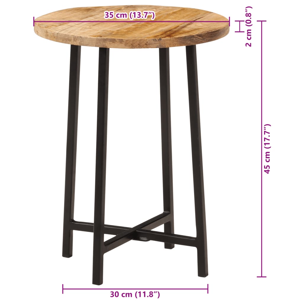 Salontafel 35x35x45 cm massief mangohout en ijzer is nu te koop bij PeponiXL, paradijselijk wonen!