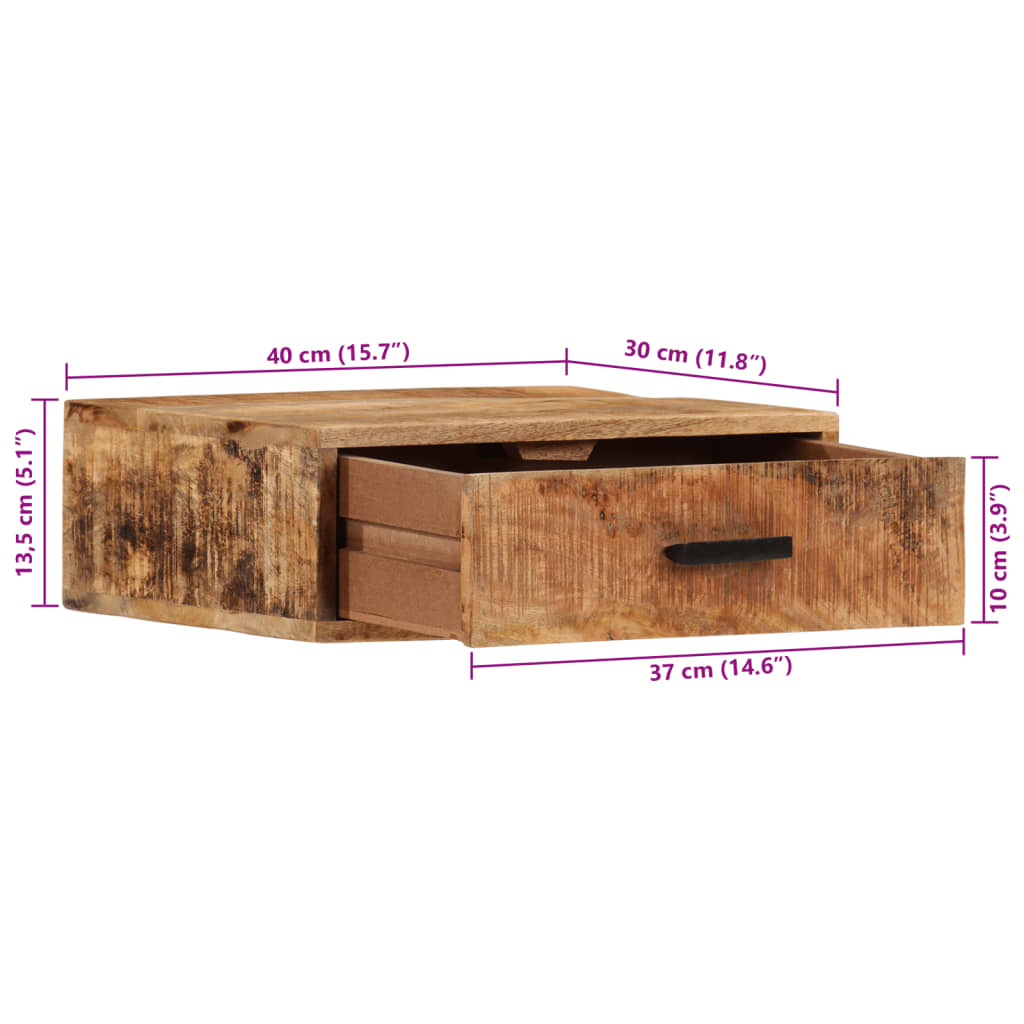 Nachtkastje wandgemonteerd 40x30x13,5 cm massief mangohout is nu te koop bij PeponiXL, paradijselijk wonen!