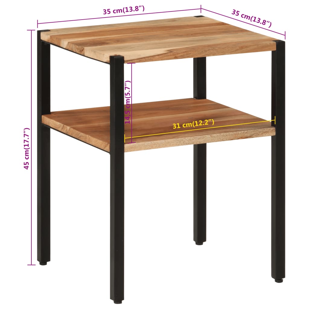 Bijzettafel 35x35x45 cm massief acaciahout en ijzer is nu te koop bij PeponiXL, paradijselijk wonen!