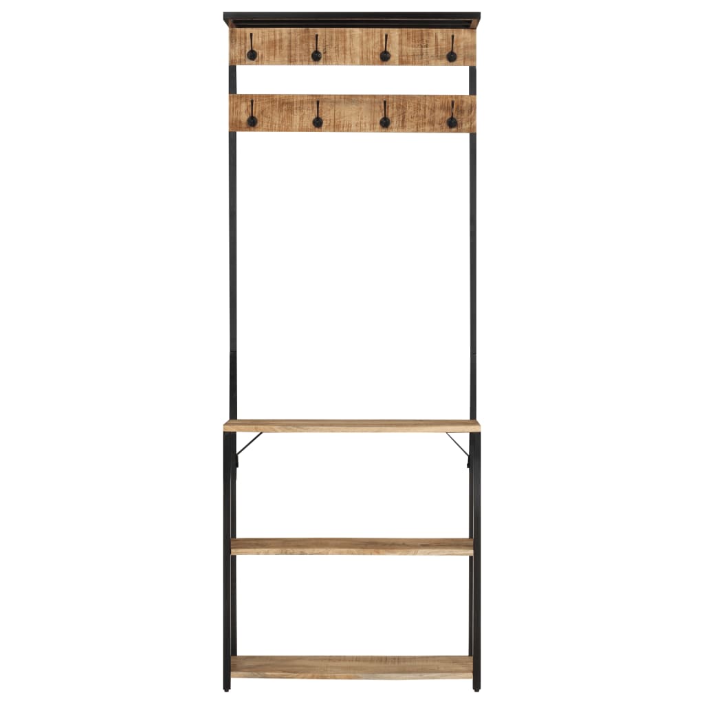 Kapstok met schoenenrek 68x30x182 cm massief ruw mangohout is nu te koop bij PeponiXL, paradijselijk wonen!
