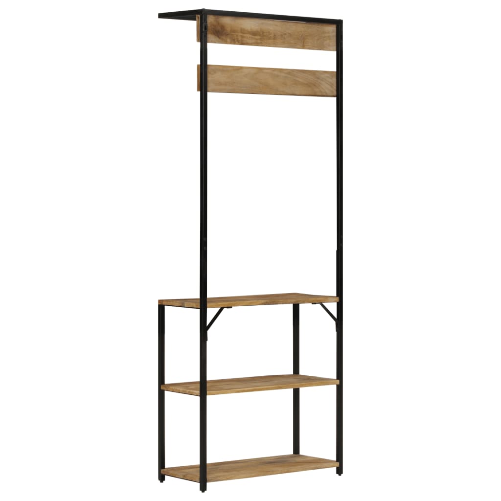 Kapstok met schoenenrek 68x30x182 cm massief ruw mangohout is nu te koop bij PeponiXL, paradijselijk wonen!