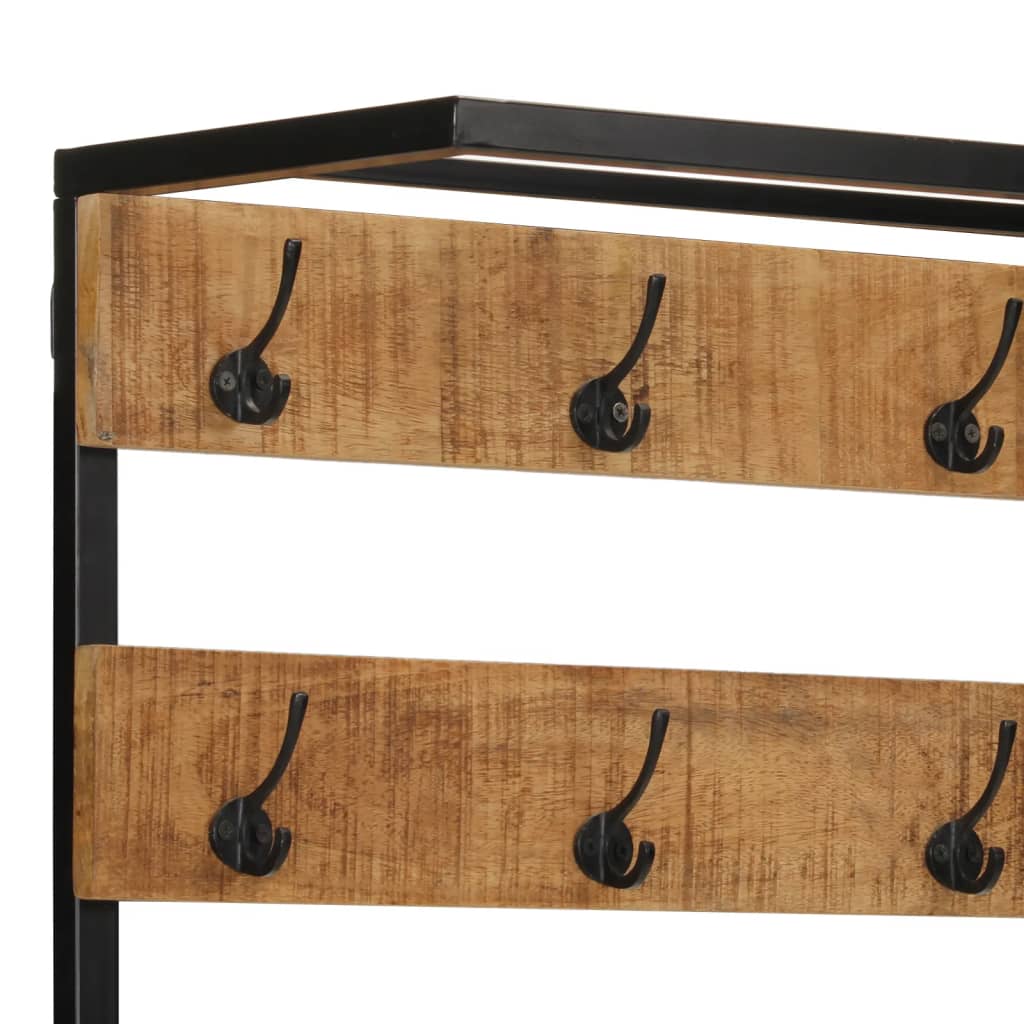 Kapstok met schoenenrek 68x30x182 cm massief ruw mangohout is nu te koop bij PeponiXL, paradijselijk wonen!