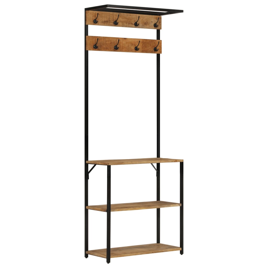 Kapstok met schoenenrek 68x30x182 cm massief ruw mangohout is nu te koop bij PeponiXL, paradijselijk wonen!