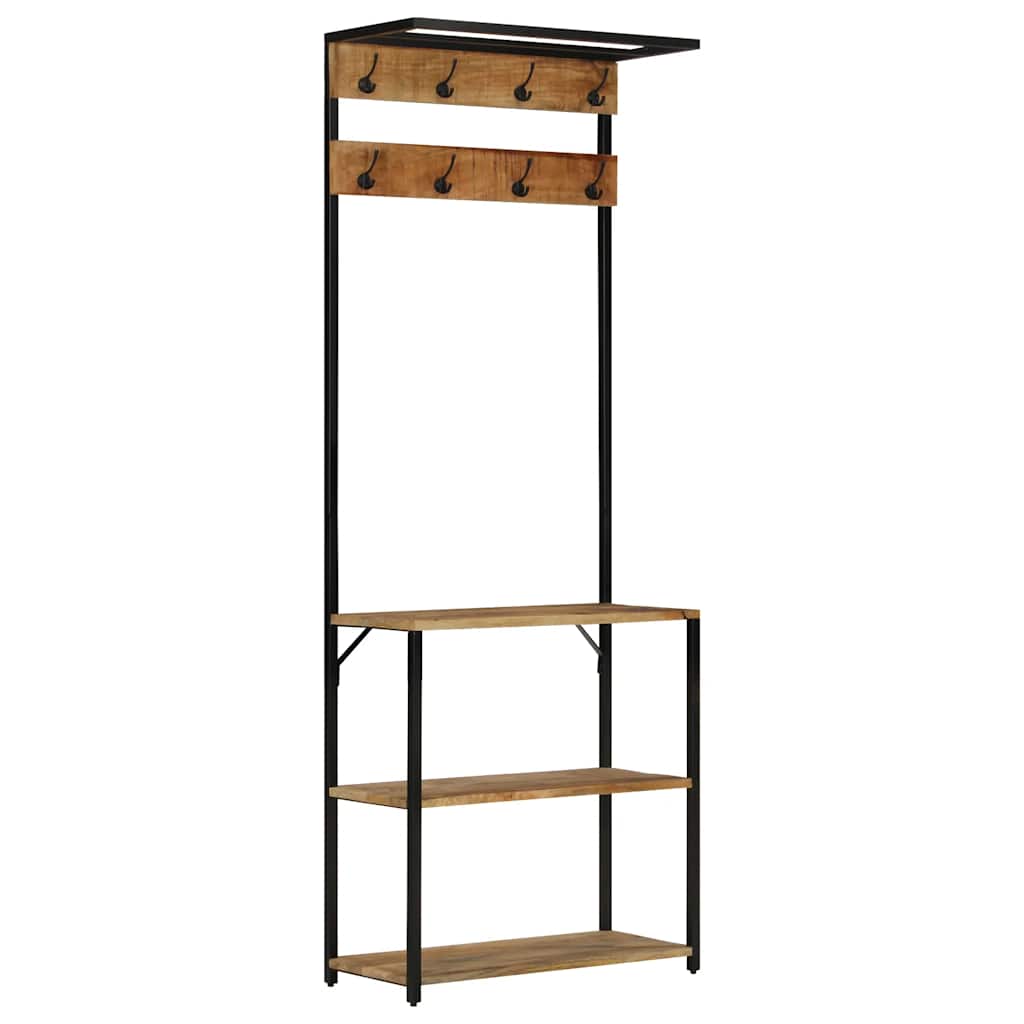 Kapstok met schoenenrek 68x30x182 cm massief ruw mangohout is nu te koop bij PeponiXL, paradijselijk wonen!