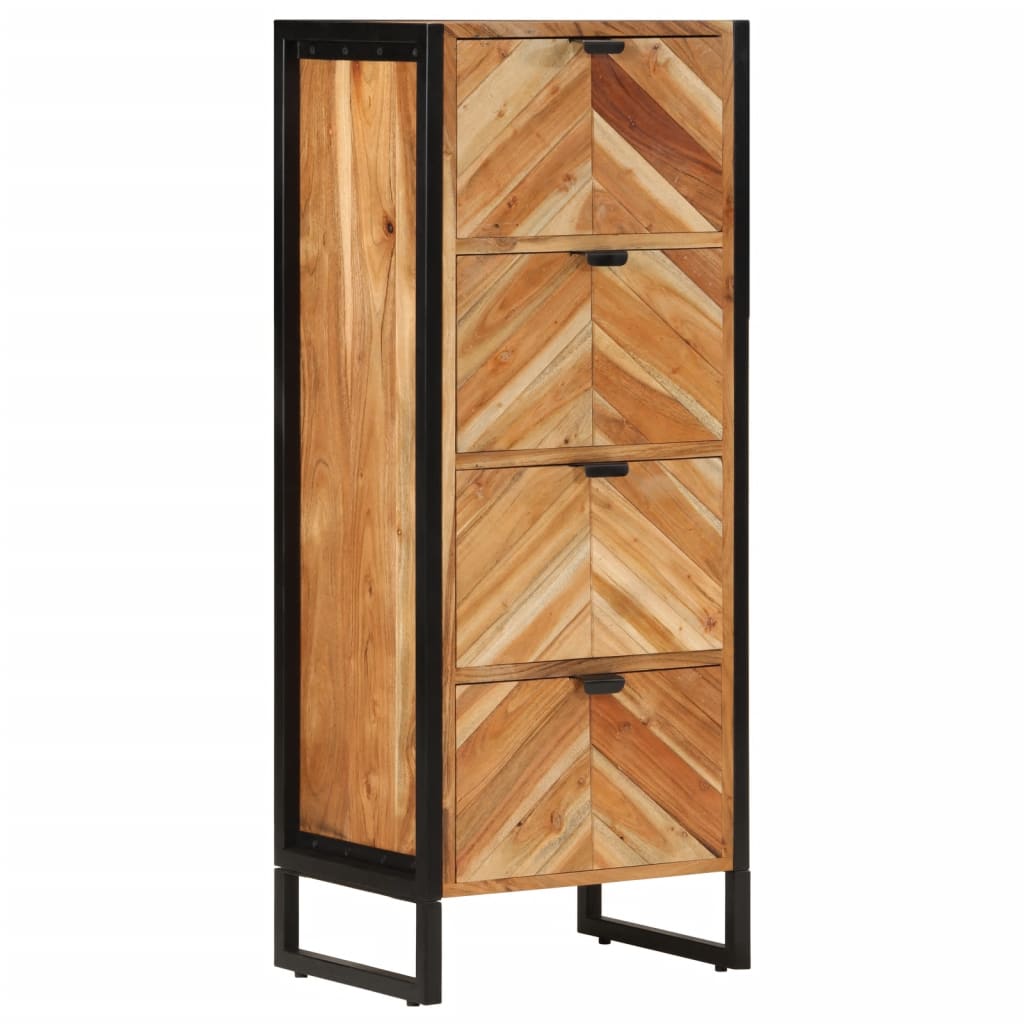 Badkamerkast 40x30x100 cm massief acaciahout en ijzer is nu te koop bij PeponiXL, paradijselijk wonen!