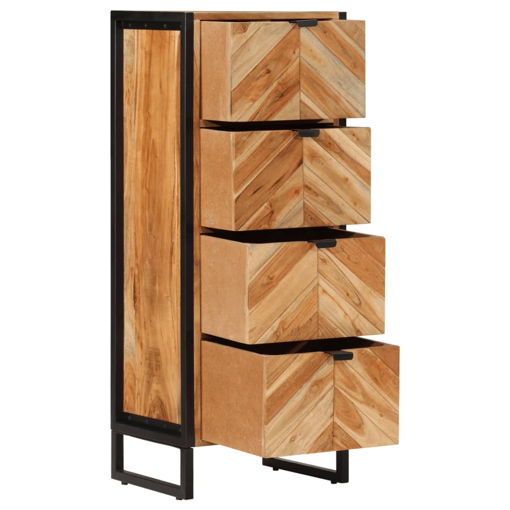 Badkamerkast 40x30x100 cm massief acaciahout en ijzer is nu te koop bij PeponiXL, paradijselijk wonen!