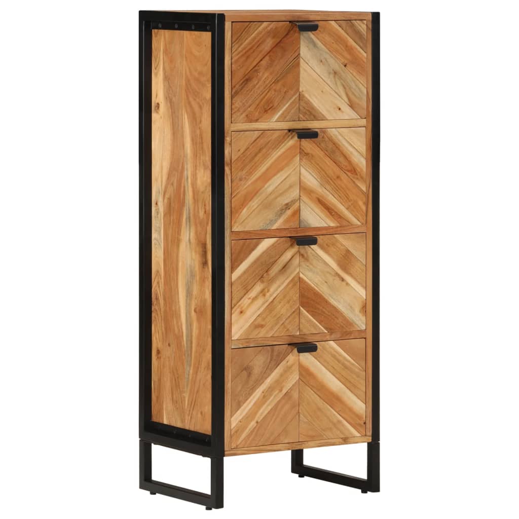 Badkamerkast 40x30x100 cm massief acaciahout en ijzer is nu te koop bij PeponiXL, paradijselijk wonen!