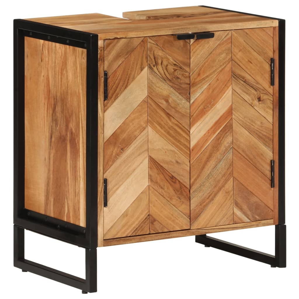 Badkamerkast 55x35x60 cm massief acaciahout en ijzer is nu te koop bij PeponiXL, paradijselijk wonen!