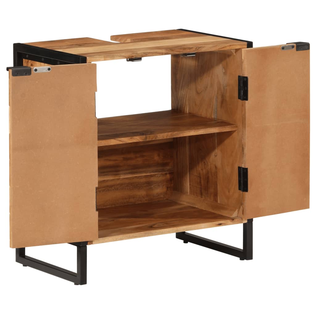 Badkamerkast 55x35x60 cm massief acaciahout en ijzer is nu te koop bij PeponiXL, paradijselijk wonen!