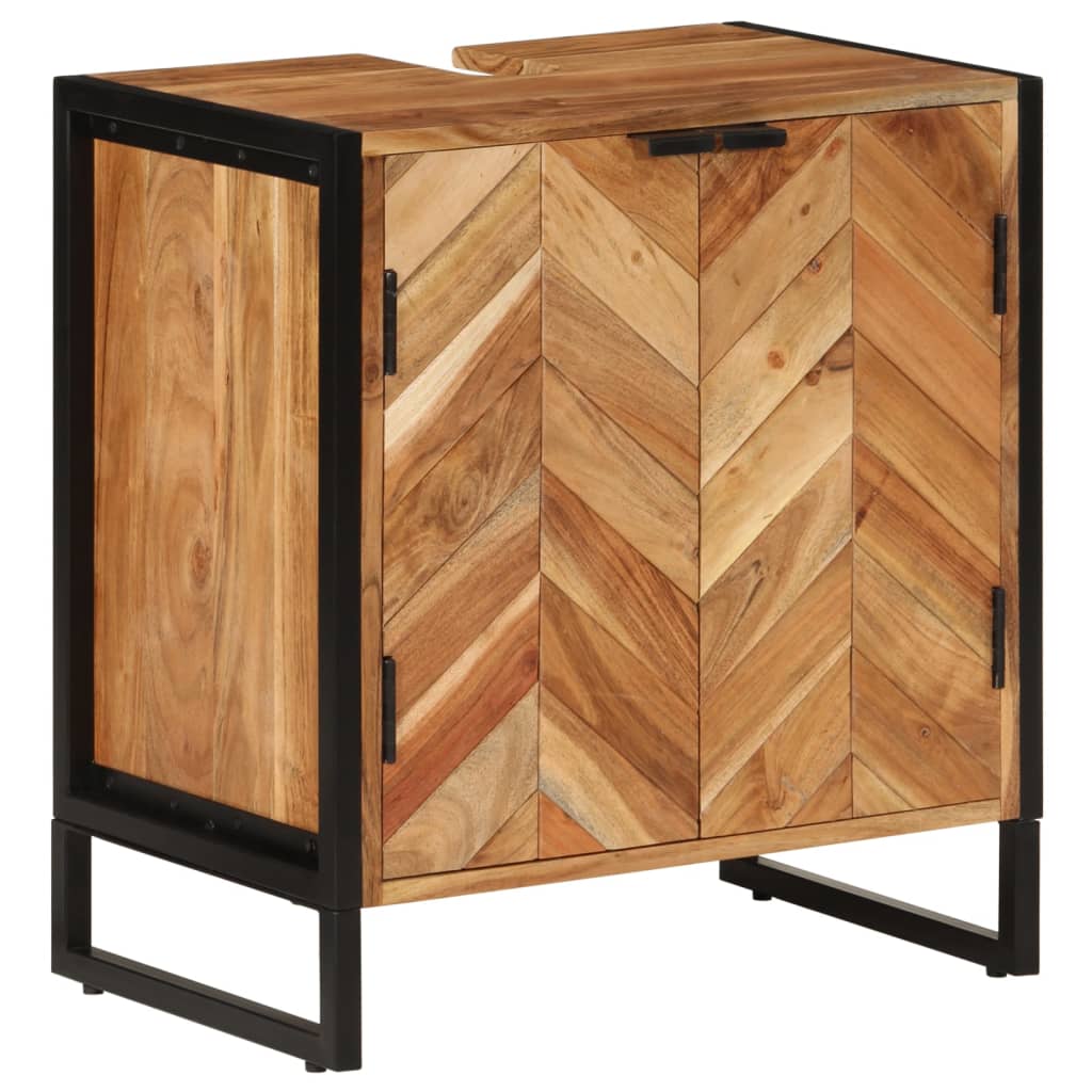 Badkamerkast 55x35x60 cm massief acaciahout en ijzer is nu te koop bij PeponiXL, paradijselijk wonen!