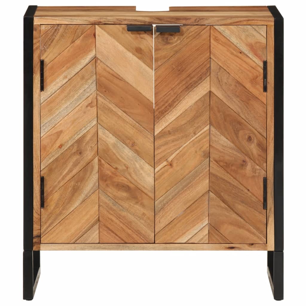 Badkamerkast 55x35x60 cm massief acaciahout en ijzer is nu te koop bij PeponiXL, paradijselijk wonen!