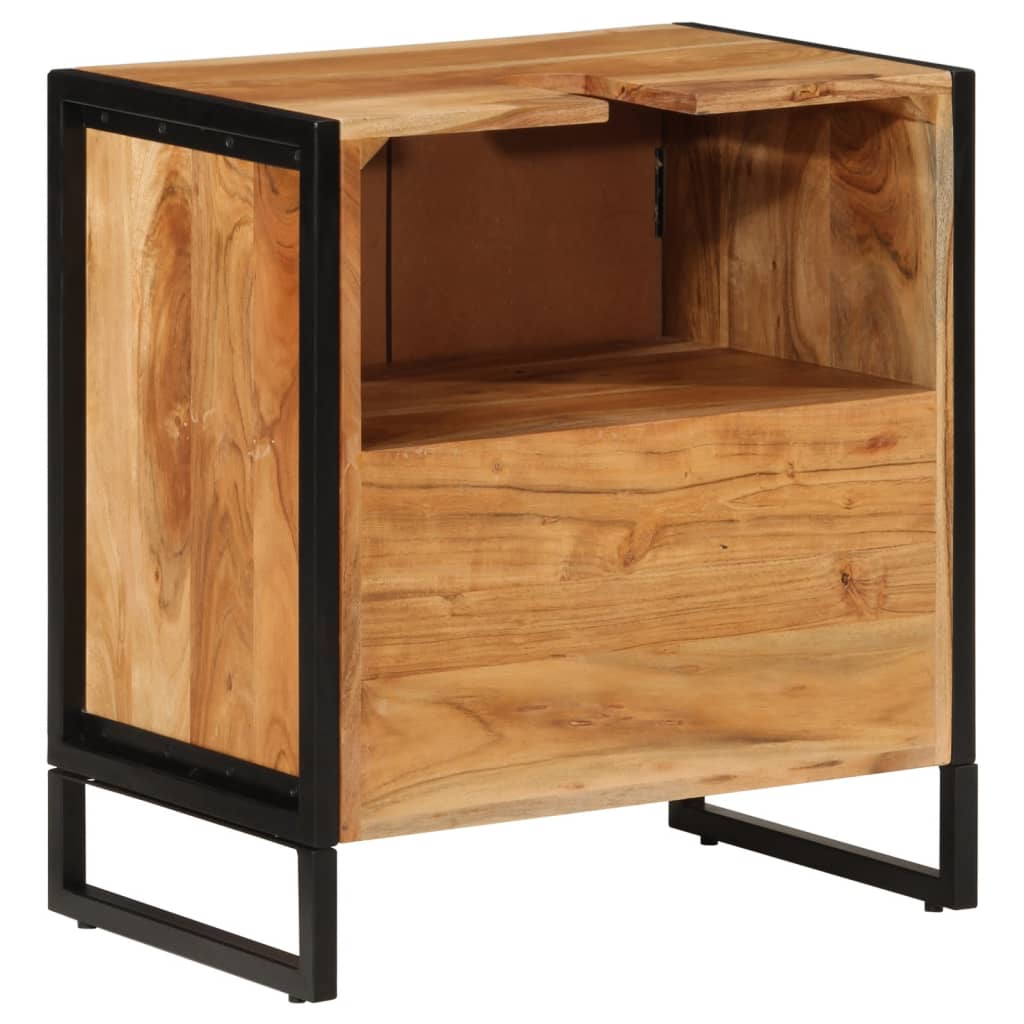 Badkamerkast 55x35x60 cm massief acaciahout en ijzer is nu te koop bij PeponiXL, paradijselijk wonen!