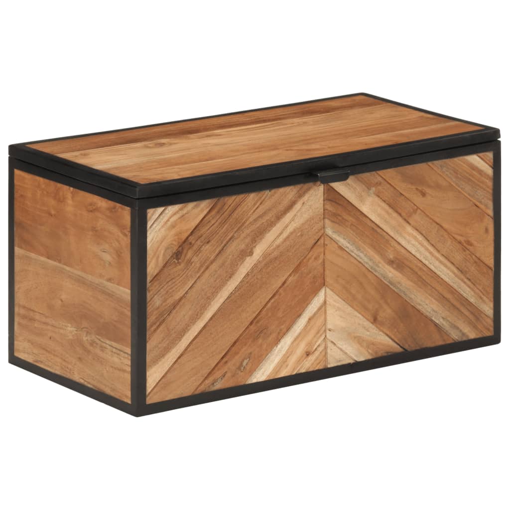 Opbergbox 60x30x30 cm massief acaciahout en ijzer is nu te koop bij PeponiXL, paradijselijk wonen!