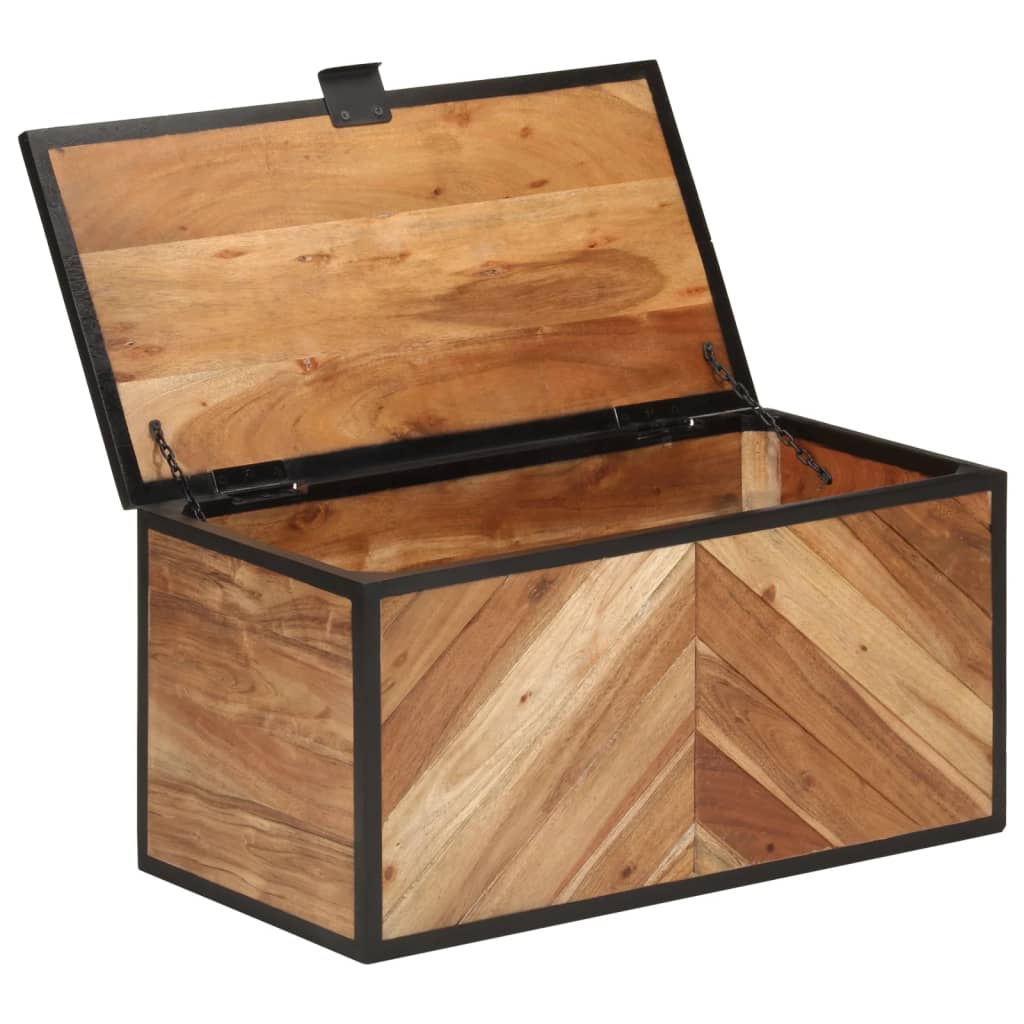 Opbergbox 60x30x30 cm massief acaciahout en ijzer is nu te koop bij PeponiXL, paradijselijk wonen!
