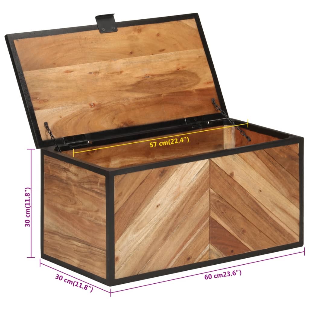 Opbergbox 60x30x30 cm massief acaciahout en ijzer is nu te koop bij PeponiXL, paradijselijk wonen!