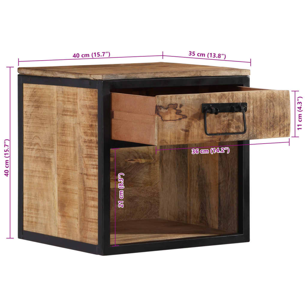 Nachtkastje 40x35x40 cm massief mangohout is nu te koop bij PeponiXL, paradijselijk wonen!