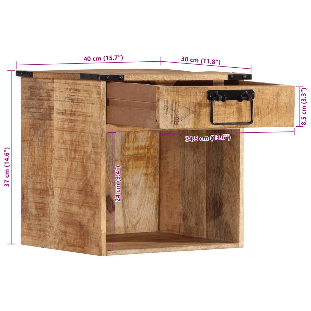 Nachtkastje 40x30x37 cm massief mangohout is nu te koop bij PeponiXL, paradijselijk wonen!