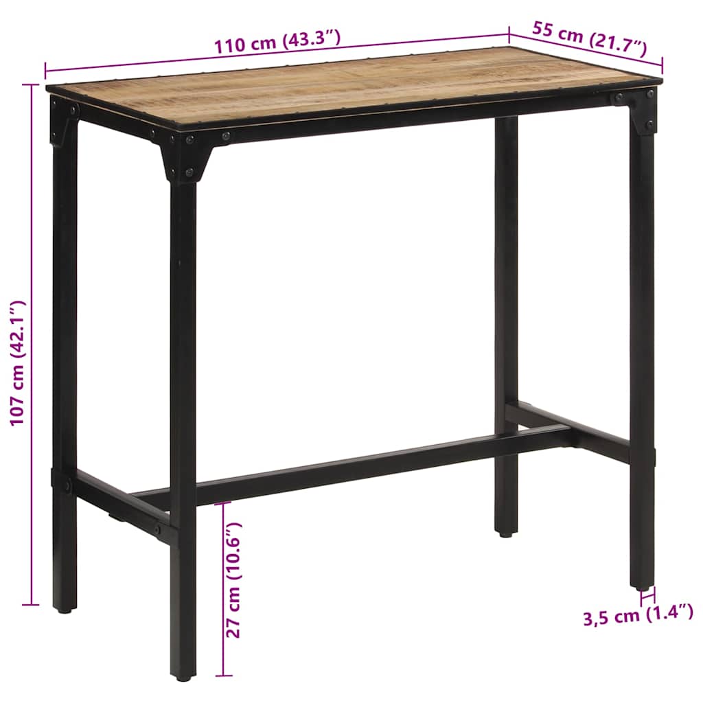 Bartafel 110x55x107 cm massief ruw mangohout is nu te koop bij PeponiXL, paradijselijk wonen!