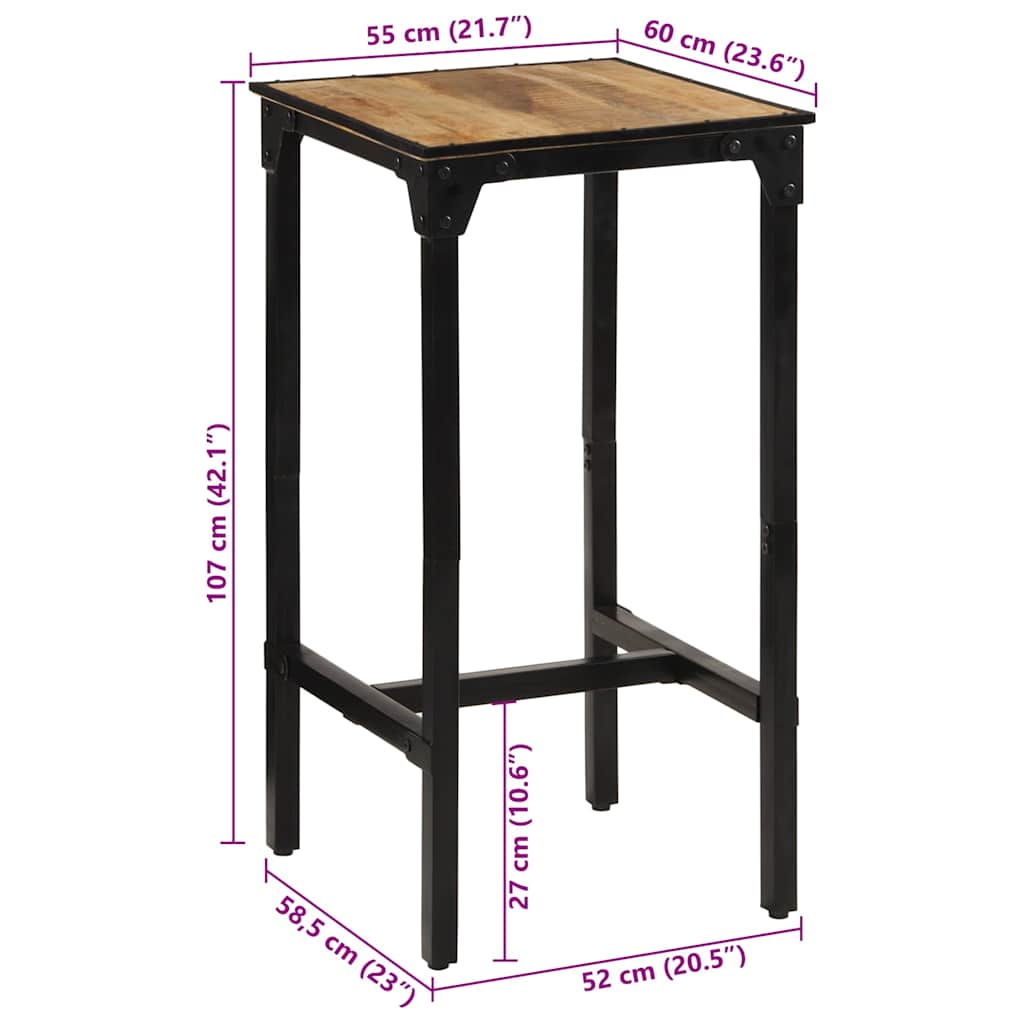 Bartafel 60x55x107 cm massief ruw mangohout is nu te koop bij PeponiXL, paradijselijk wonen!