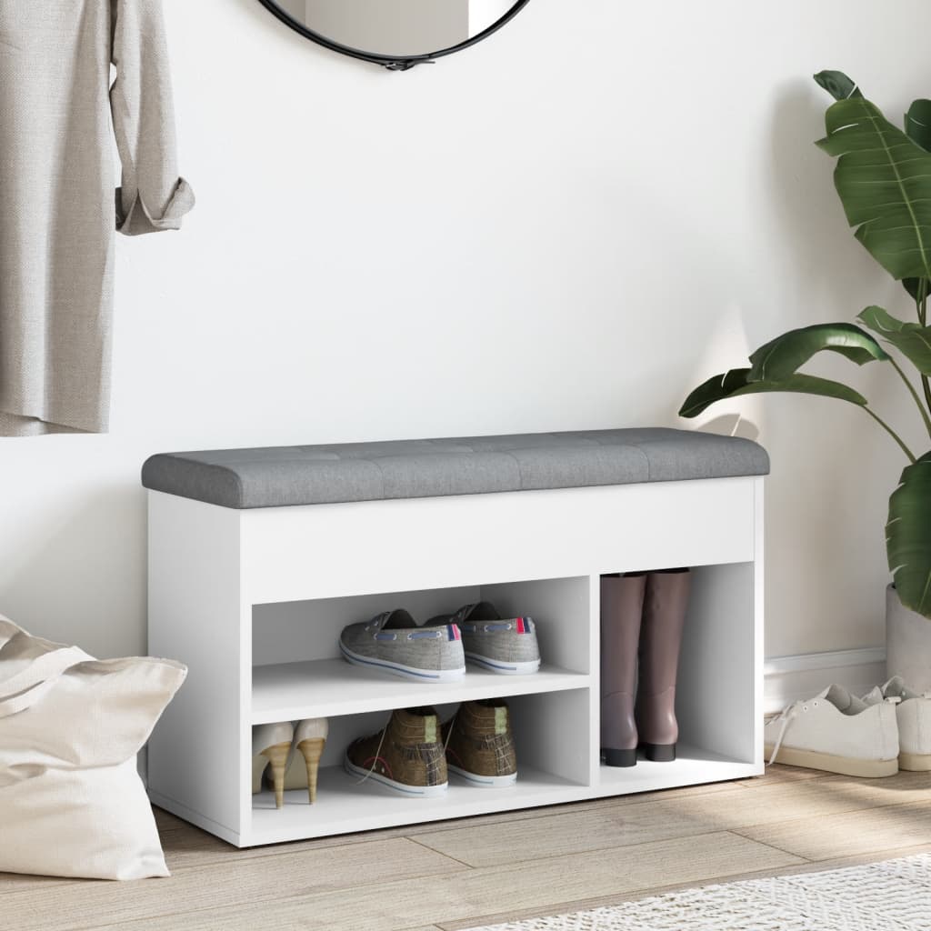 Schoenenbank Wit 82x32x45,5 cm Bewerkt Hout is nu te koop bij PeponiXL, paradijselijk wonen!