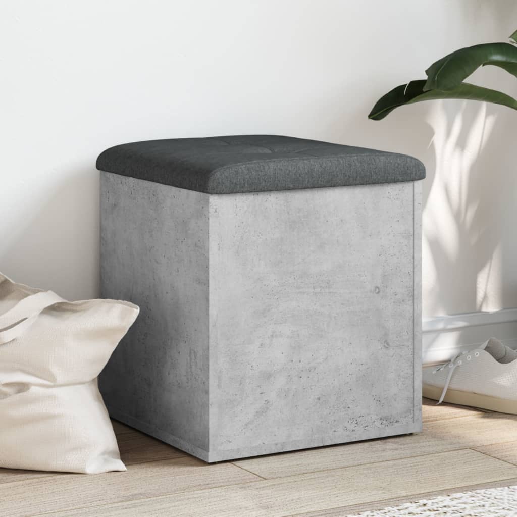 Opbergbankje 42x42x45 cm bewerkt hout betongrijs is nu te koop bij PeponiXL, paradijselijk wonen!