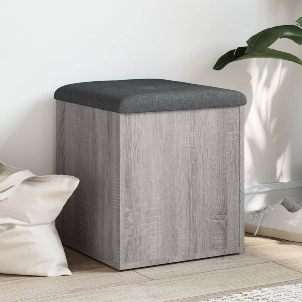 Opbergbankje 42x42x45 cm bewerkt hout grijs sonoma eikenkleurig is nu te koop bij PeponiXL, paradijselijk wonen!