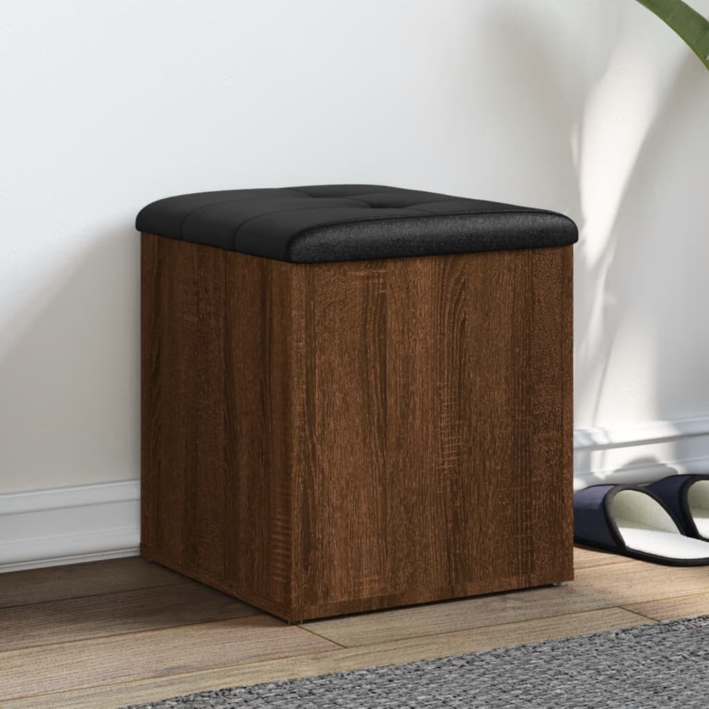 Opbergbankje 42x42x45 cm bewerkt hout bruin eikenkleur is nu te koop bij PeponiXL, paradijselijk wonen!
