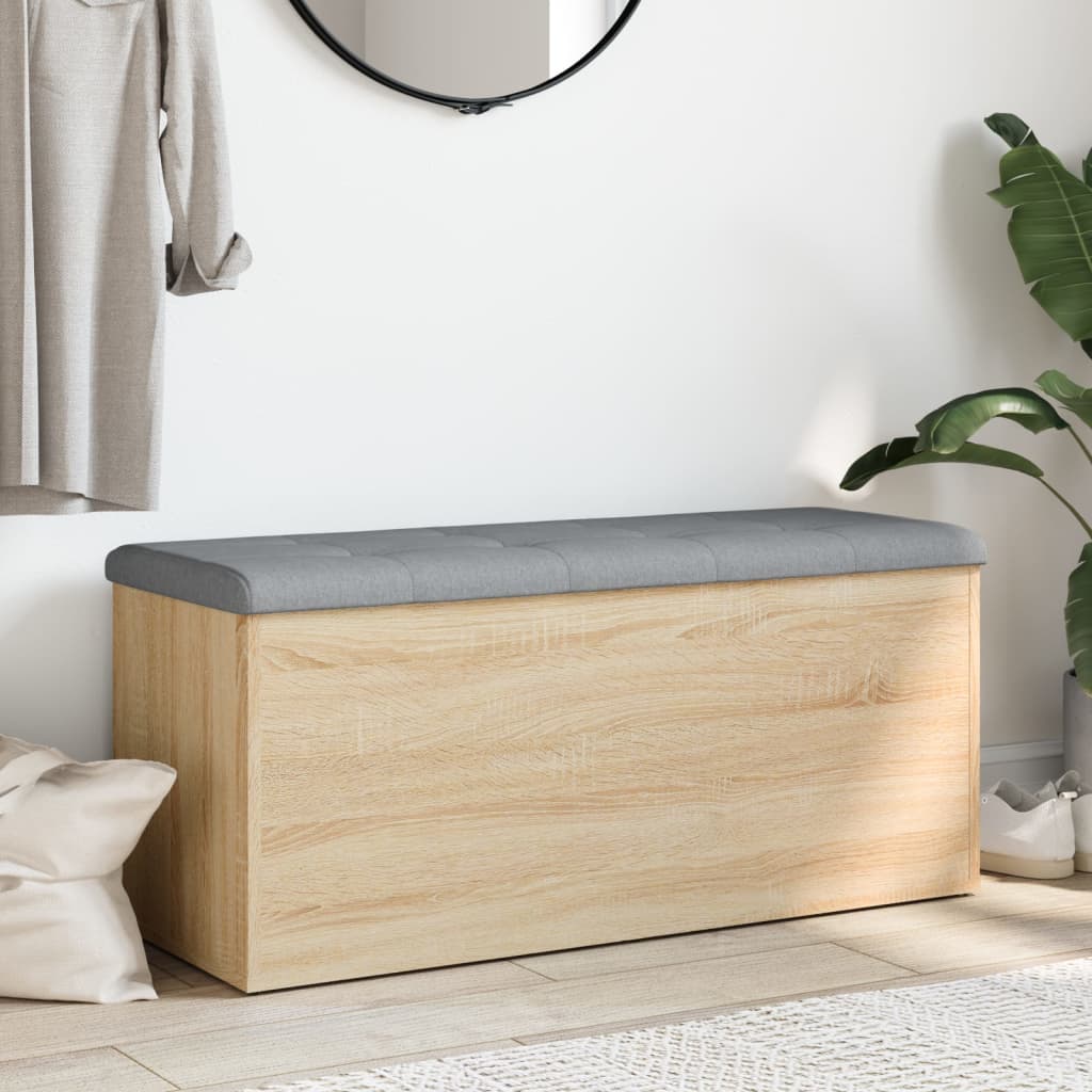 Opbergbank Sonoma eiken 102x42x45 cm bewerkt hout is nu te koop bij PeponiXL, paradijselijk wonen!
