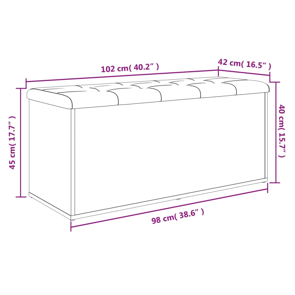 Opbergbank Sonoma eiken 102x42x45 cm bewerkt hout is nu te koop bij PeponiXL, paradijselijk wonen!