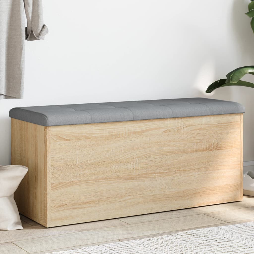 Opbergbank Sonoma eiken 102x42x45 cm bewerkt hout is nu te koop bij PeponiXL, paradijselijk wonen!
