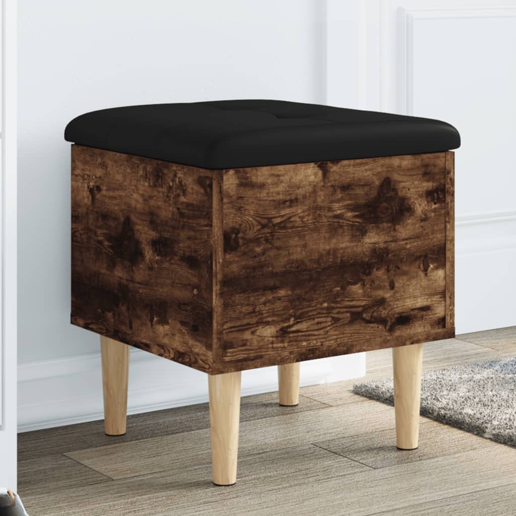 Opbergbankje 42x42x46 cm bewerkt hout gerookt eikenkleurig is nu te koop bij PeponiXL, paradijselijk wonen!