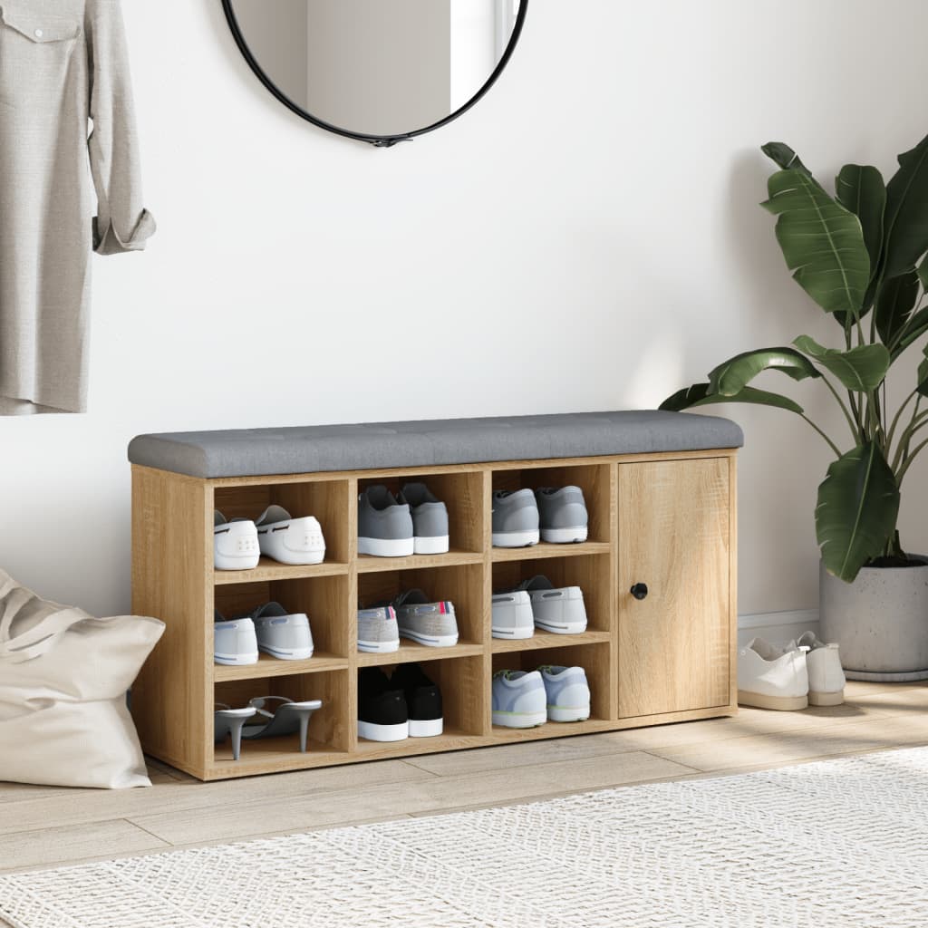 Schoenenbank 102x32x50 cm bewerkt hout sonoma eikenkleurig is nu te koop bij PeponiXL, paradijselijk wonen!