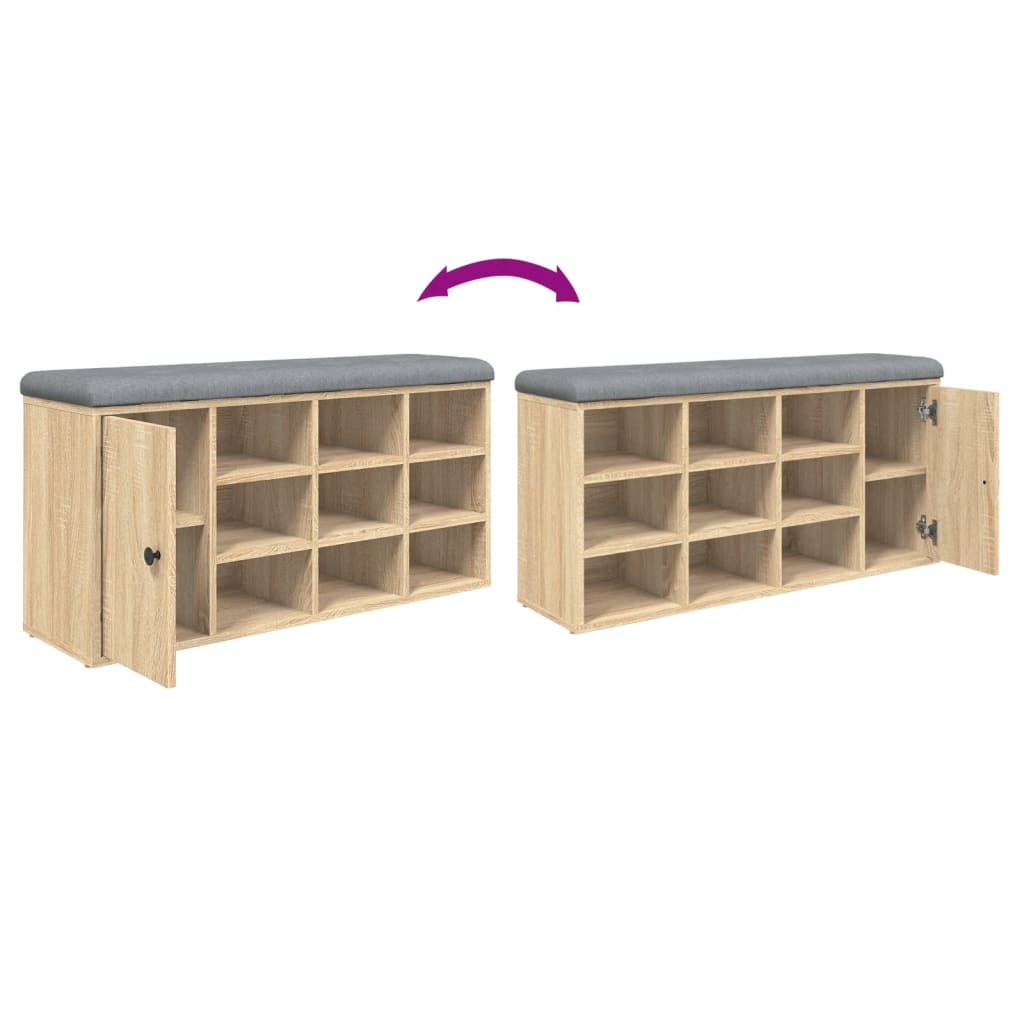 Schoenenbank 102x32x50 cm bewerkt hout sonoma eikenkleurig is nu te koop bij PeponiXL, paradijselijk wonen!
