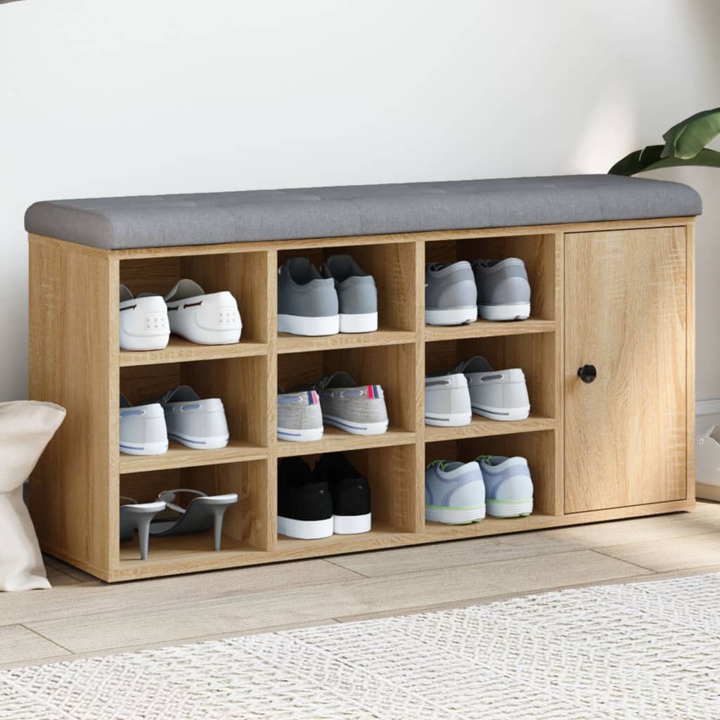 Schoenenbank 102x32x50 cm bewerkt hout sonoma eikenkleurig is nu te koop bij PeponiXL, paradijselijk wonen!