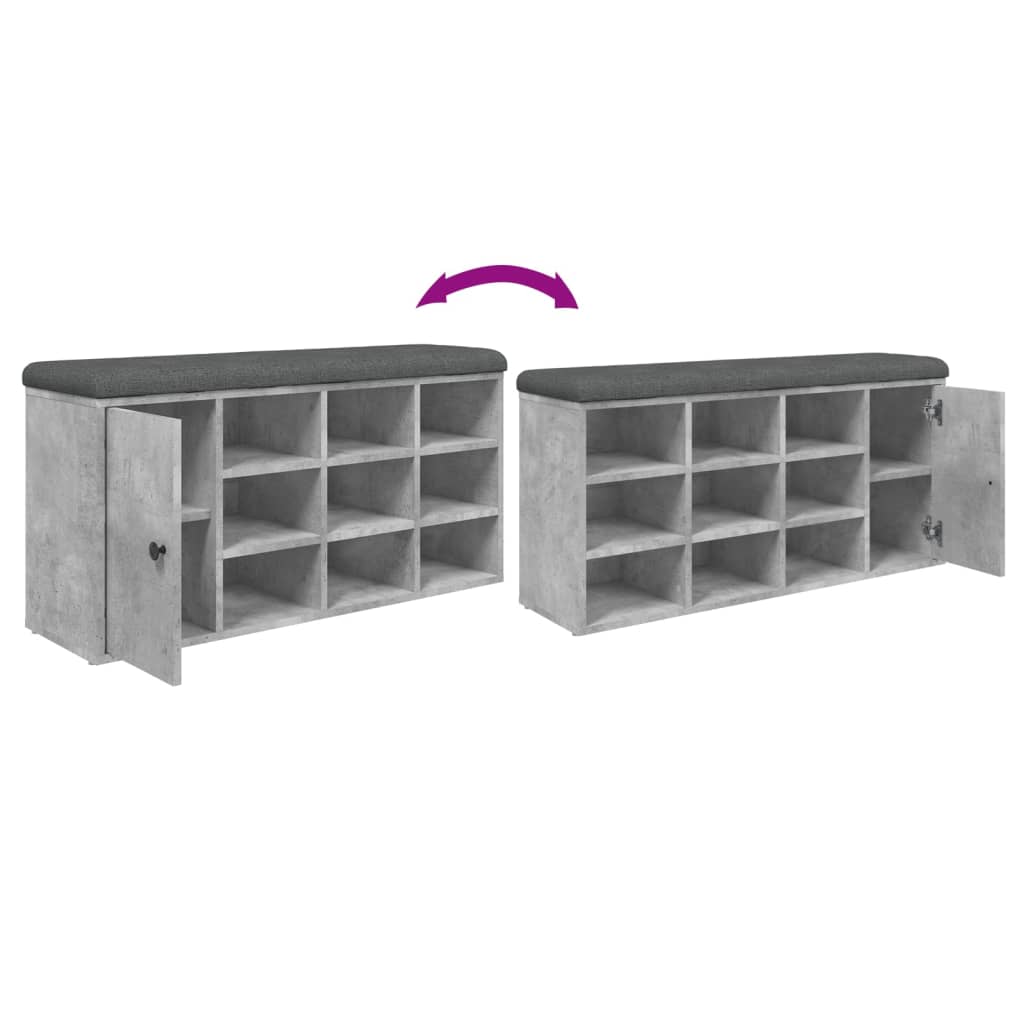 Schoenenbank 102x32x50 cm bewerkt hout betongrijs is nu te koop bij PeponiXL, paradijselijk wonen!