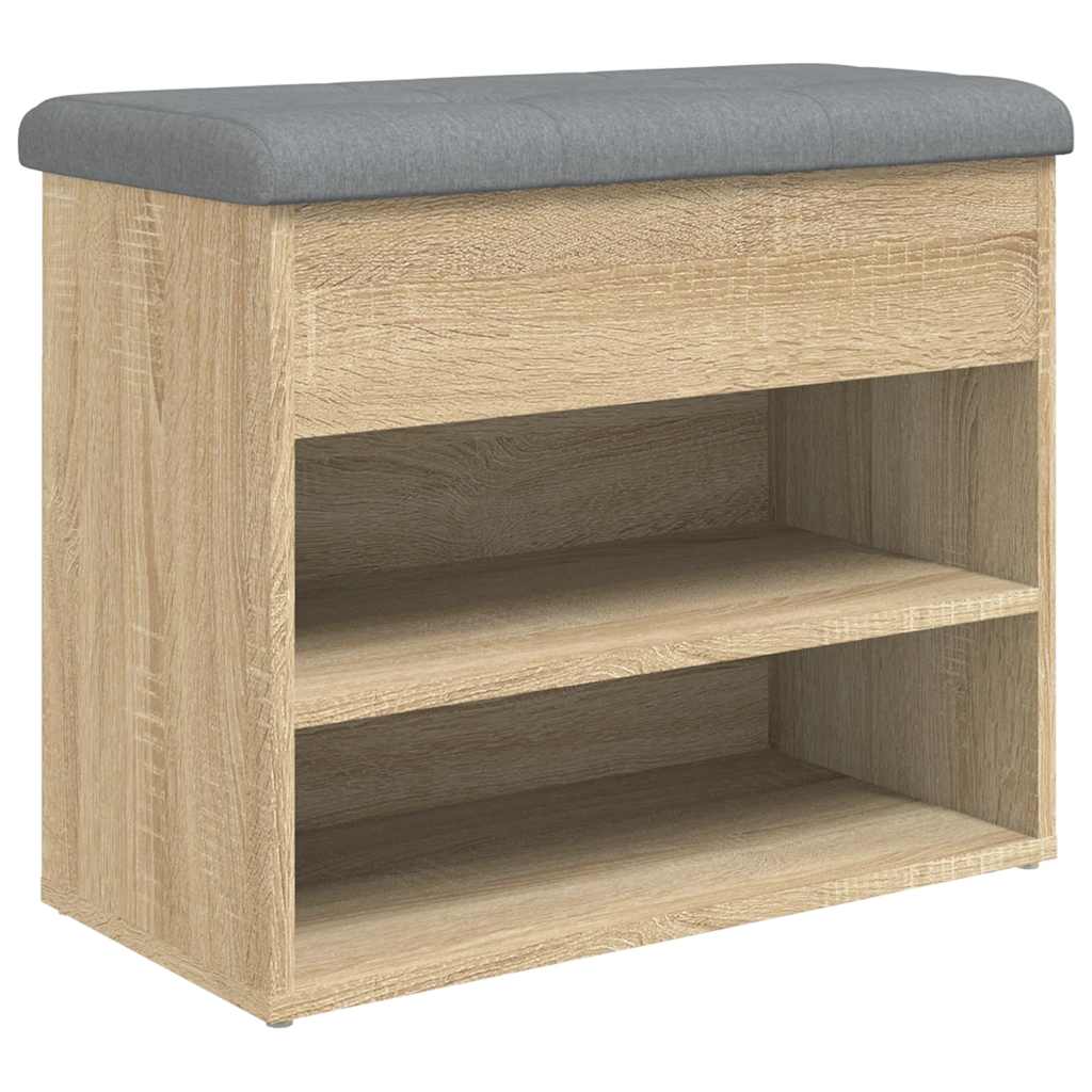 Schoenenbankje 62x32x50 cm bewerkt hout sonoma eikenkleurig is nu te koop bij PeponiXL, paradijselijk wonen!