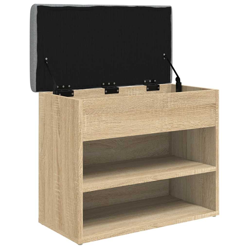 Schoenenbankje 62x32x50 cm bewerkt hout sonoma eikenkleurig is nu te koop bij PeponiXL, paradijselijk wonen!