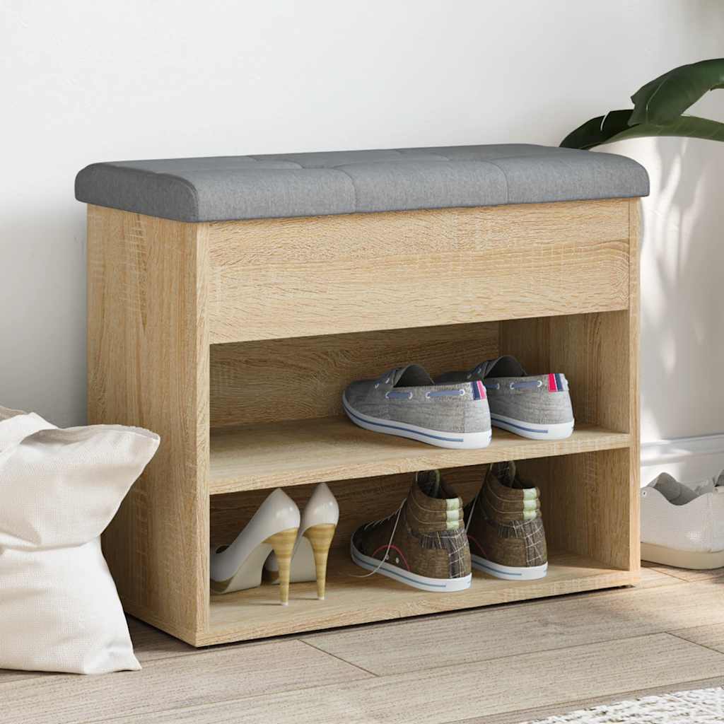 Schoenenbankje 62x32x50 cm bewerkt hout sonoma eikenkleurig is nu te koop bij PeponiXL, paradijselijk wonen!