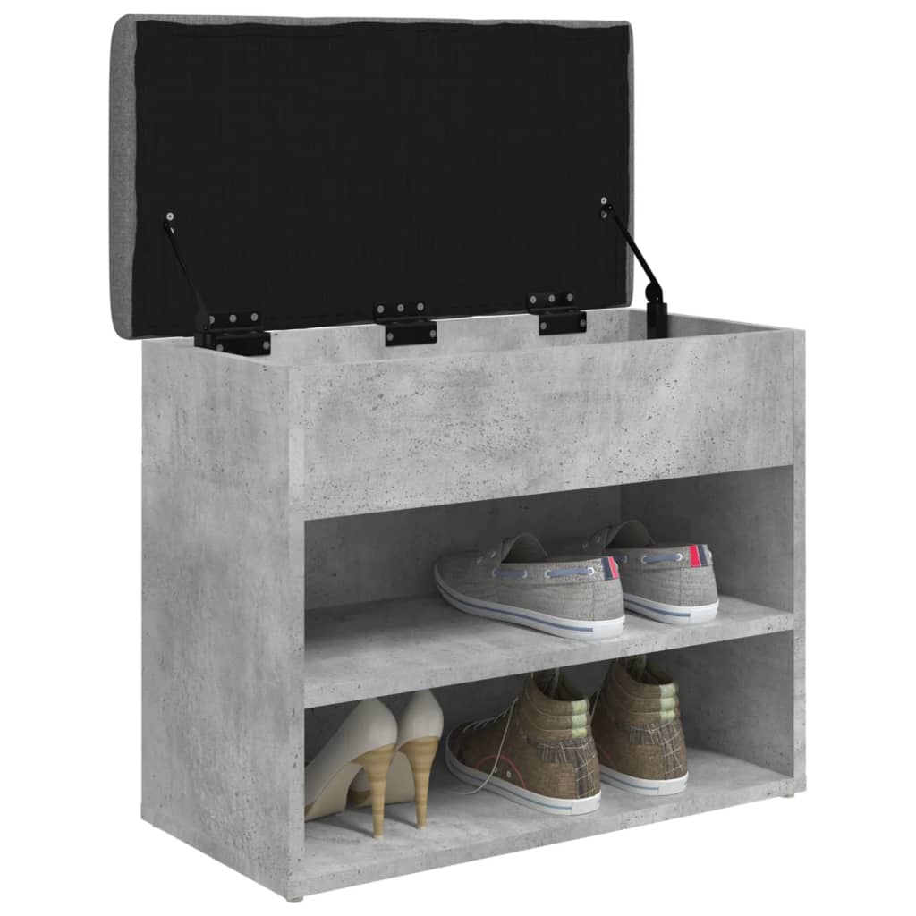 Schoenenbankje 62x32x50 cm bewerkt hout betongrijs is nu te koop bij PeponiXL, paradijselijk wonen!