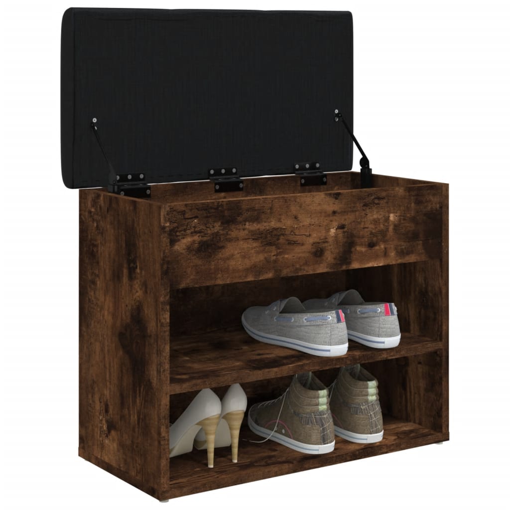 Schoenenbankje 62x32x50 cm bewerkt hout gerookt eikenkleurig is nu te koop bij PeponiXL, paradijselijk wonen!