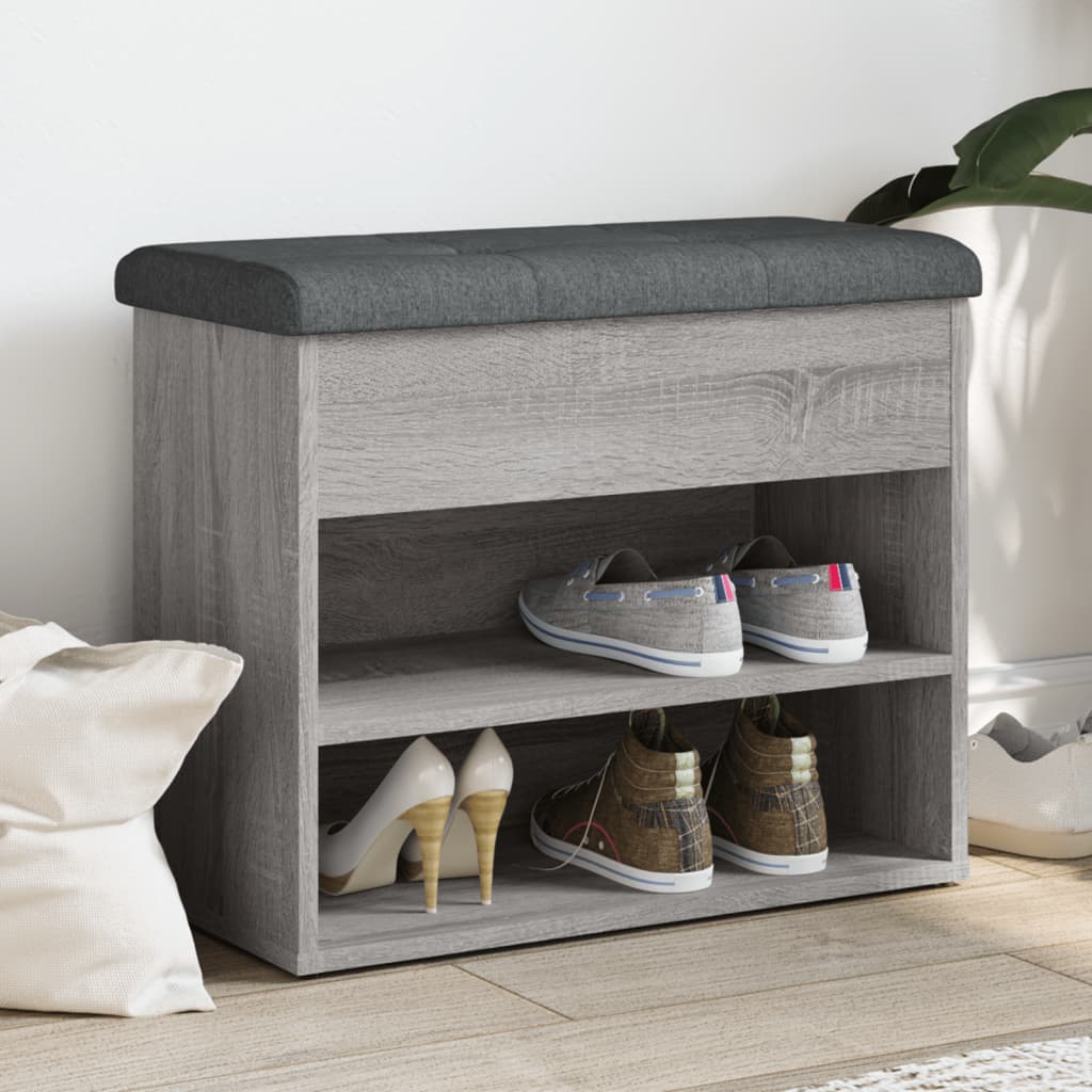 Schoenenbankje 62x32x50 cm bewerkt hout grijs sonoma is nu te koop bij PeponiXL, paradijselijk wonen!