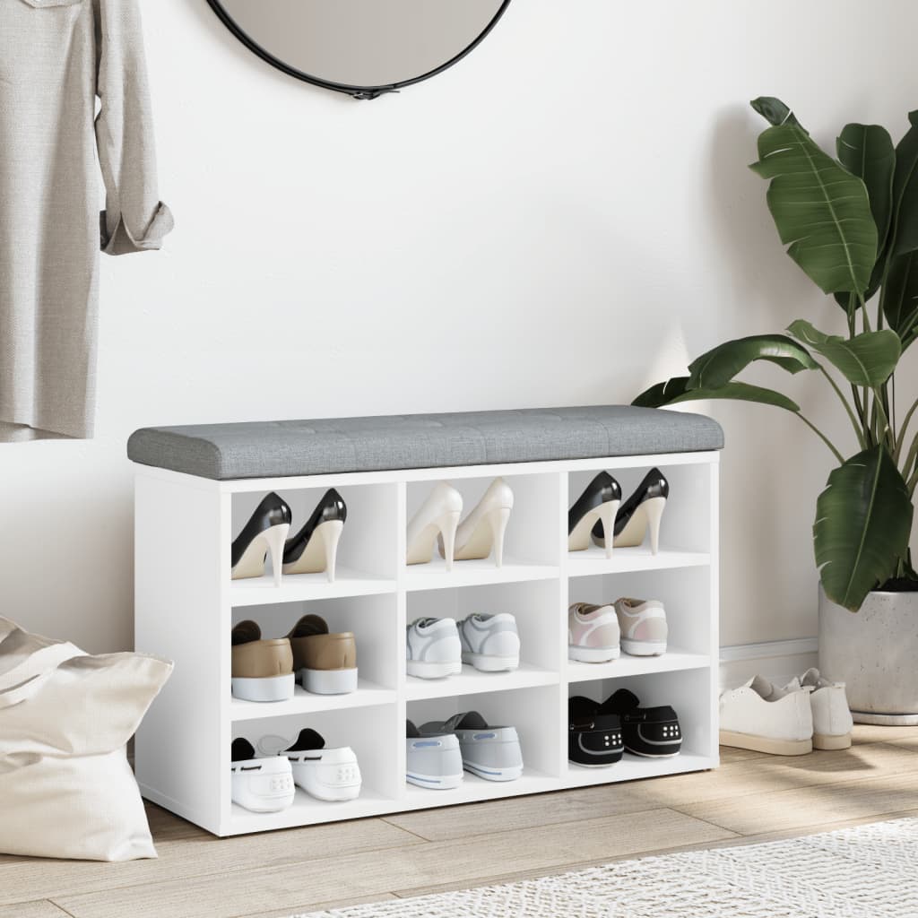 Schoenenbank Wit 82x32x50 cm Bewerkt Hout is nu te koop bij PeponiXL, paradijselijk wonen!