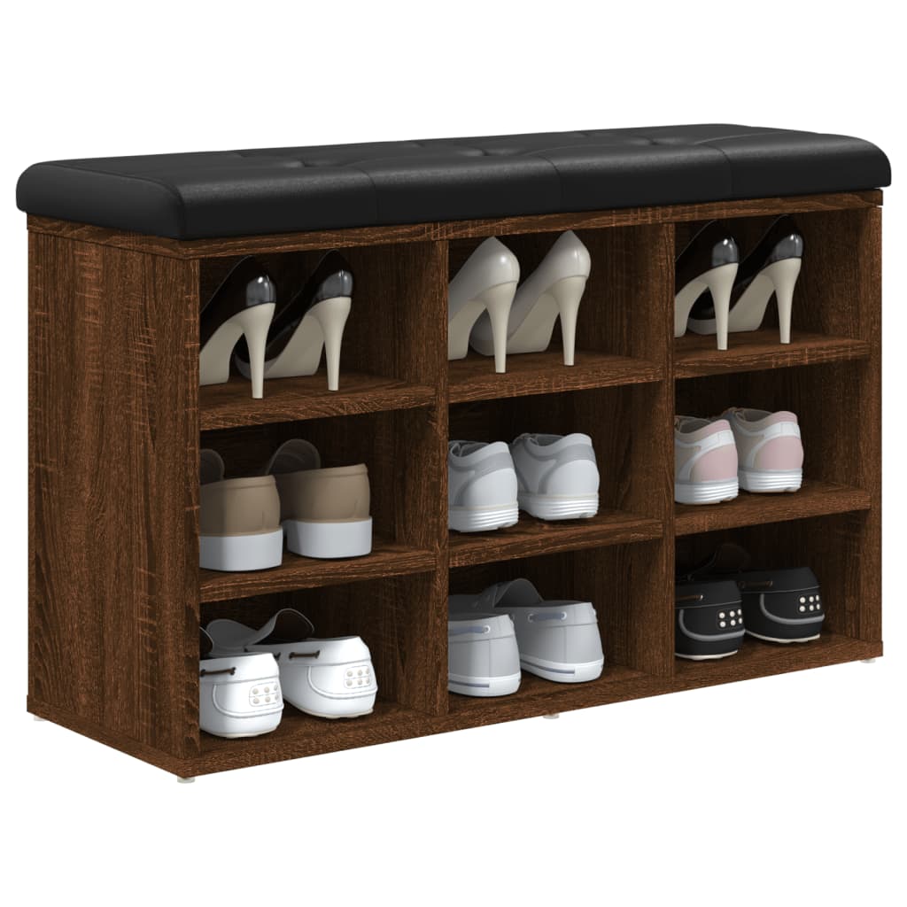 Schoenenbank 82x32x50 cm bewerkt hout bruin eikenkleur is nu te koop bij PeponiXL, paradijselijk wonen!