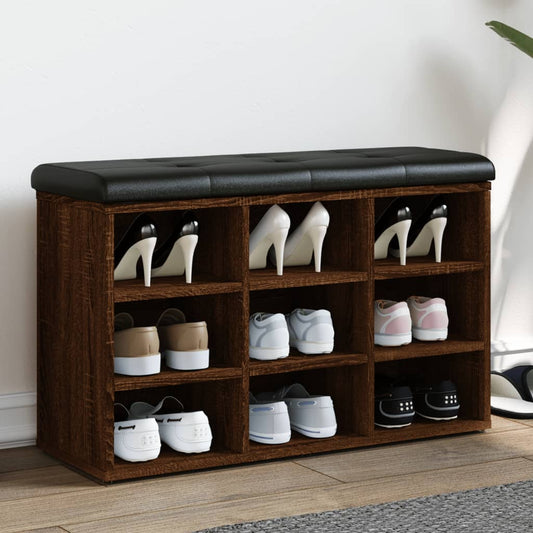 Schoenenbank 82x32x50 cm bewerkt hout bruin eikenkleur is nu te koop bij PeponiXL, paradijselijk wonen!
